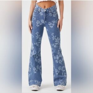 NWT Forever 21 floral flare jeans